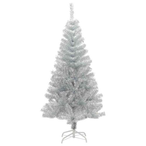 Коледно дърво с 150 LED светодиода Сребрист 120 cm PET
