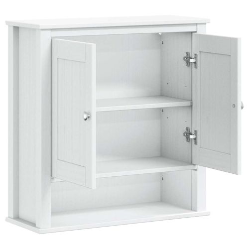 Шкаф за баня "BERG", бял, 69,5x27x71,5 см, дърво масив