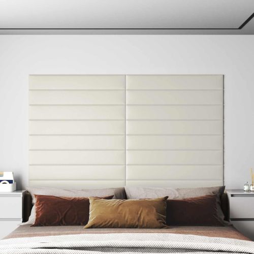 Стенно табло за легло 12 pcs Крем 90 x 15 cm Кадифе