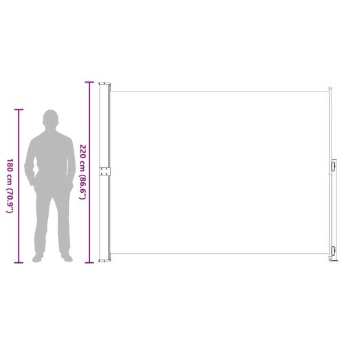 Прибираща се дворна странична тента, 220x300 см, сива