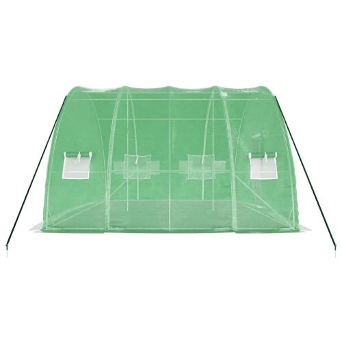 Оранжерия със стоманена рамка, зелена, 24 м², 6x4x2,85 м