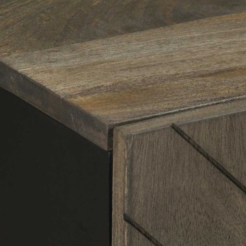 Шкаф за баня, черен, 38x33x58 см, масивно мангово дърво