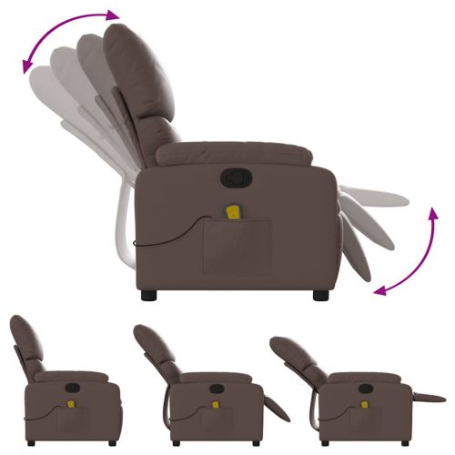 Масажен наклоняем стол, кафяв, изкуствена кожа