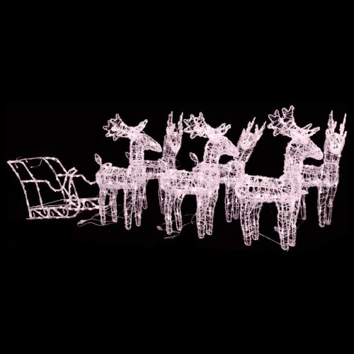 Коледна украса елени с шейна, 320 LED, акрил