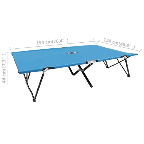 Двуместен сгъваем шезлонг, син, стомана