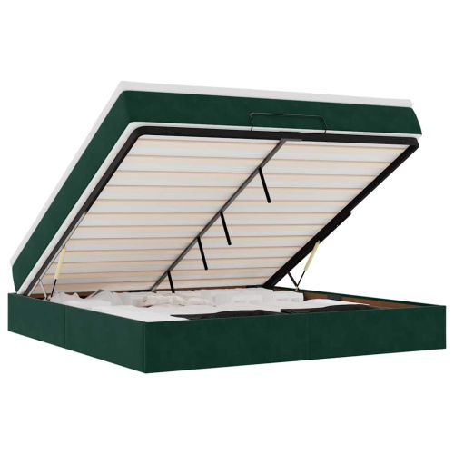 Османска легло с матрак, тъмнозелено, 180x200 см, кадифе