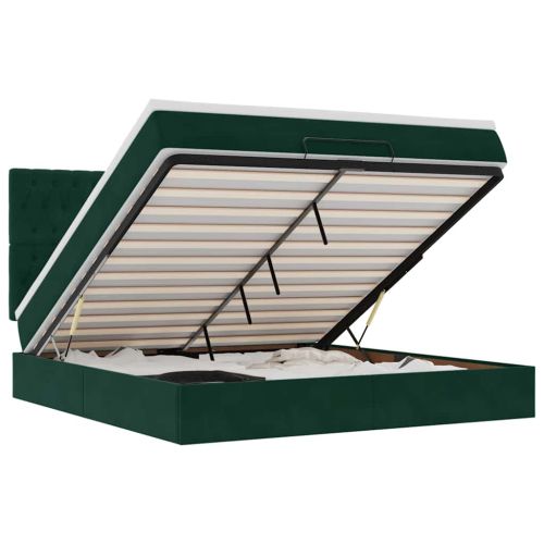 Османска легло с матраци, тъмнозелено, 180x200 см, кадифе