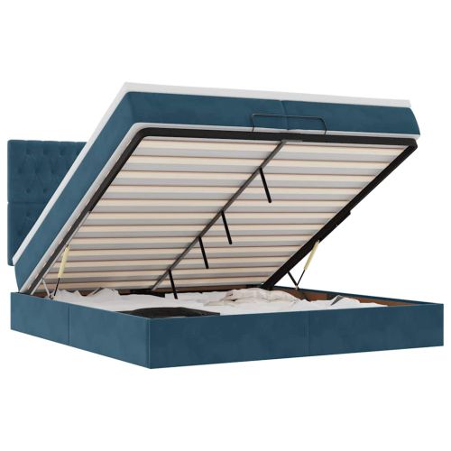 Османска легло с матраци, тъмносиньо, 200x200 см, кадифе