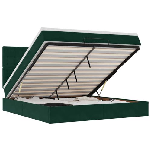 Османска легло с матраци, тъмнозелено, 180x200 см, кадифе
