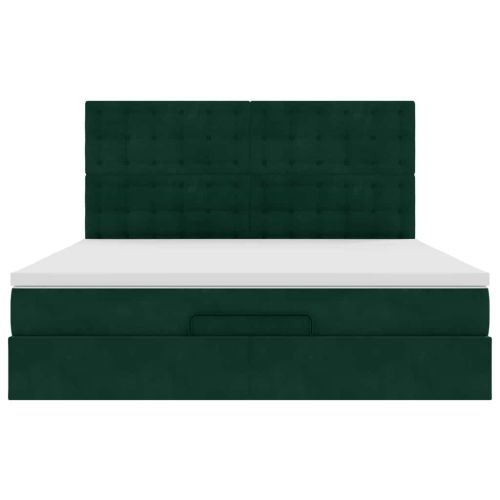 Османска легло с матраци, тъмнозелено, 180x200 см, кадифе