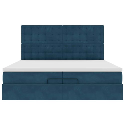 Османска легло с матраци, тъмносиньо, 200x200 см, кадифе