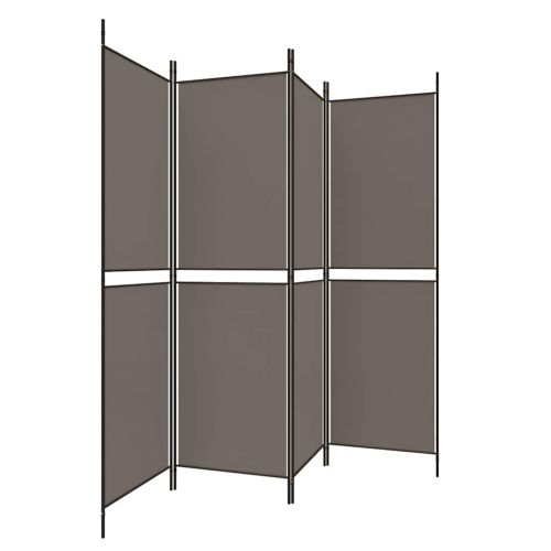 Параван за стая, 4 панела, антрацит, 200x220 cм, текстил