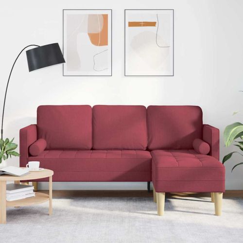 Комплект дивани с възглавница Виненочервен Полиестер