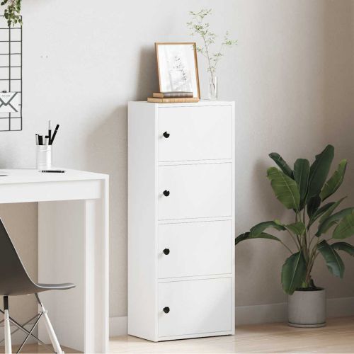 Библиотека, бяла, 40x24x102 см, инженерно дърво