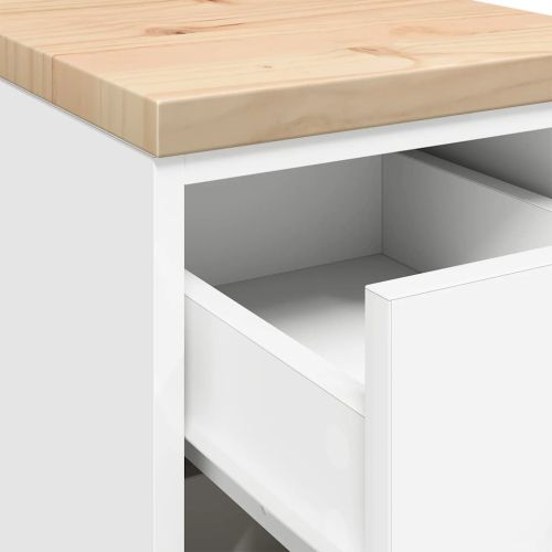 Гаражен шкаф за съхранение, бял, 30x51x85 см, бор масив