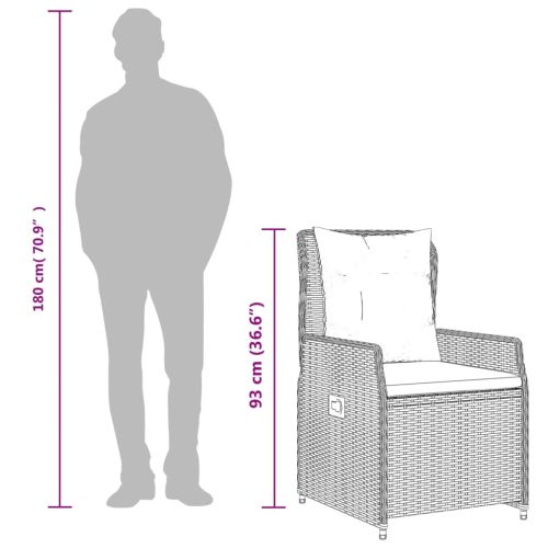 Градински комплект с възглавници, 9 части, бежов полиратан