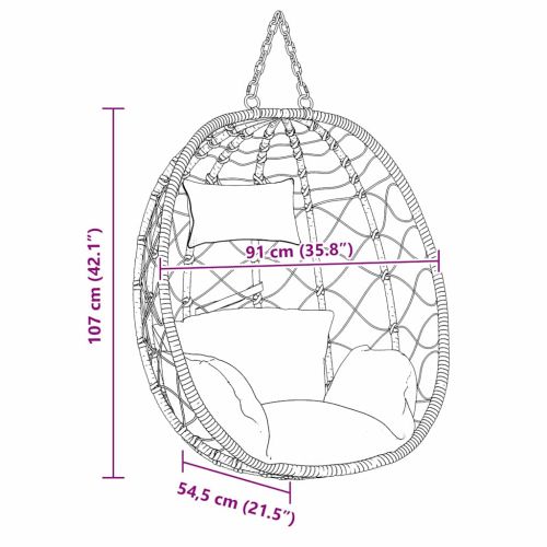 Висящ стол яйце Антрацит 91,5 x 60 x 110 см полиратан