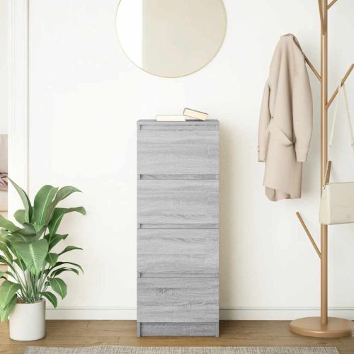 Сайдборд, сив сонома, 37,5x35x99 см, инженерно дърво