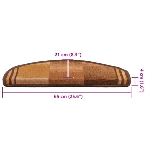 Самозалепващи стелки за стълби, 10 бр, 65x21x4 см, кафяви