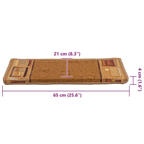 Самозалепващи стелки за стълби, 5 бр, 65x21x4 см, бежови