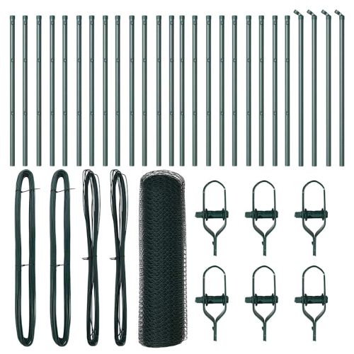 Стълб за ограда. Зелен 50 x 0,5 м (25 мм мрежа) Стомана и PVC