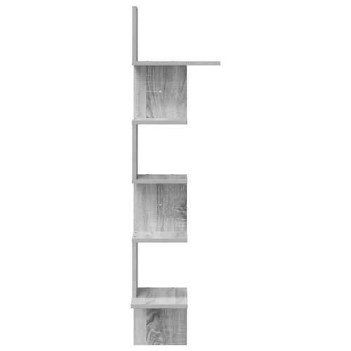 Стенен ъглов рафт сив сонома 32x32x127,5 см инженерно дърво