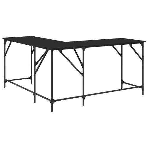 Бюро, черно, 149x149x75 см, инженерно дърво