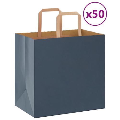 Хартиени торбички 50 бр с дръжки сини 26x17x25 см