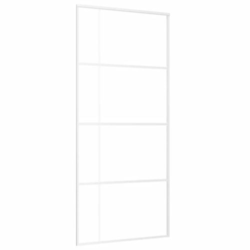 Плъзгаща се врата, ESG стъкло и алуминий, 90x205 см, бяла