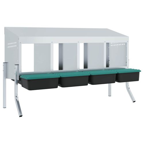 Кутия за гнездене за пилета с 4 отделения и крака, поцинкована стомана