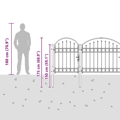 Врата за ограда с аркиран връх ASSEN 400 x 175 cm Стомана