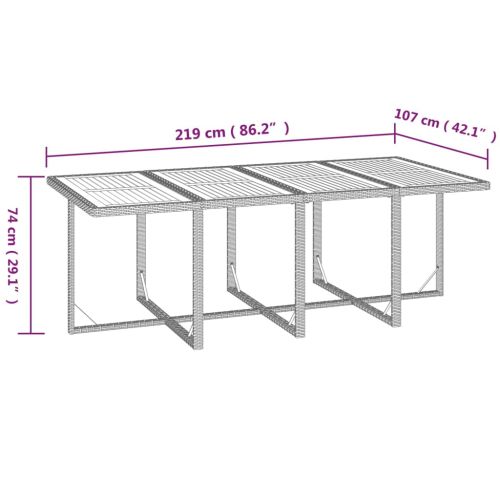Градински трапезен комплект възглавници 9 части полиратан черен