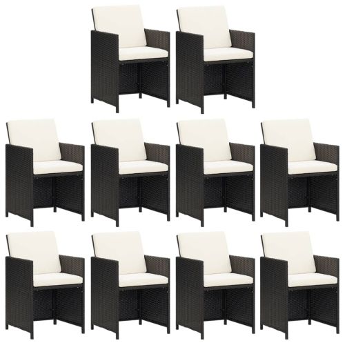 Градински комплект с възглавници 11 части полиратан черен