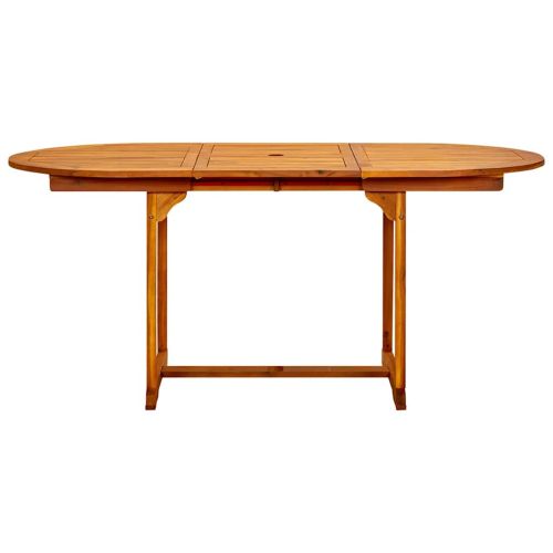 Градинска трапезна маса (120-170)x80x75 cм акациево дърво масив