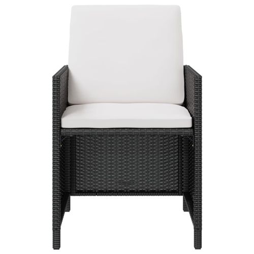 Градински трапезен комплект, 11 части, полиратан, акация, черен