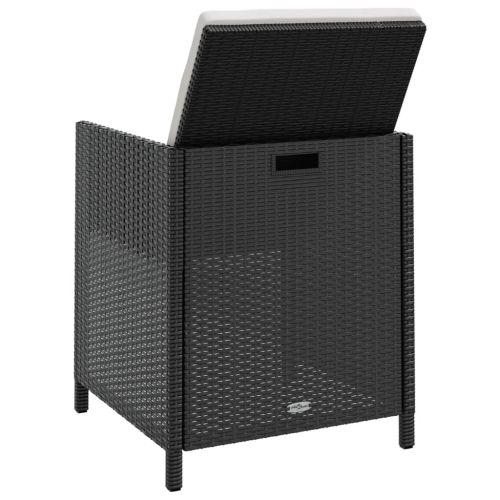 Градински трапезен комплект, 13 части, полиратан, акация, черен