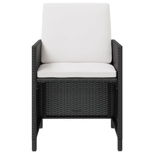 Градински комплект с възглавници, 13 части, черен полиратан