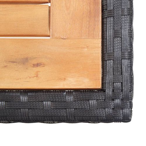 Градински комплект с възглавници, 17 части, черен полиратан