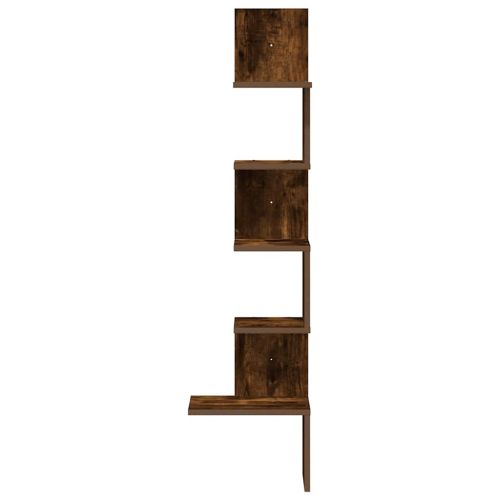Стенен ъглов рафт опушен дъб 32x32x127,5 см инженерно дърво