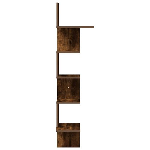 Стенен ъглов рафт опушен дъб 32x32x127,5 см инженерно дърво
