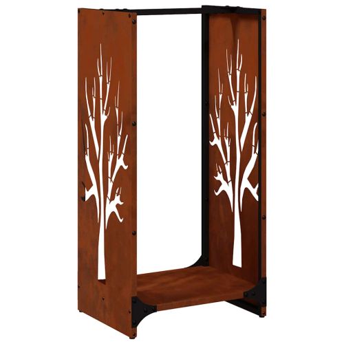 Стойка за дърва за огрев 40x30x80 см Патинираща стомана