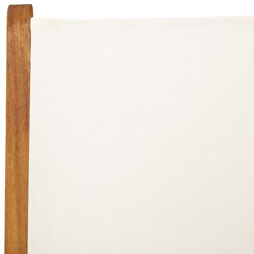 Градински трапезен комплект, 7 части, кремавобял, плат и масив