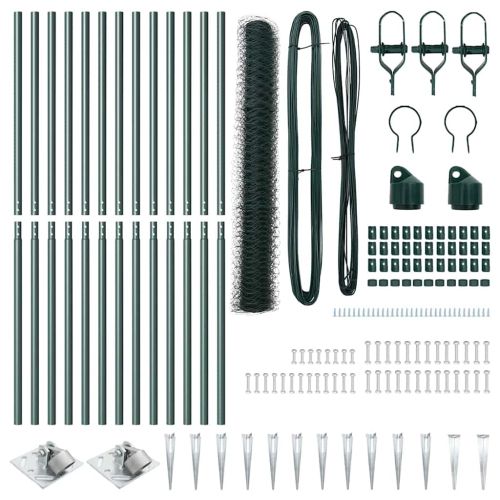 Стълб за ограда. Зелен 25 x 1,2 м (50 мм мрежа) Стомана