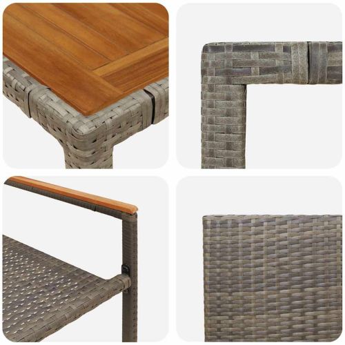 Комплект за хранене в градината 5 pcs Сив полиратан