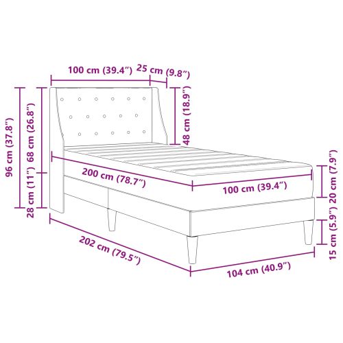 Рамка за легло с матрак Тъмен зелен 100 x 200 cm Кадифе