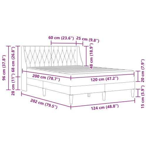 Рамка за легло с матрак с матрак Тъмен сив 120 x 200 cm Кадифе