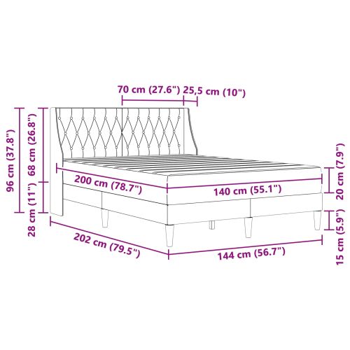 Рамка за легло с матрак с матрак Синьо 140 x 200 cm Кадифе