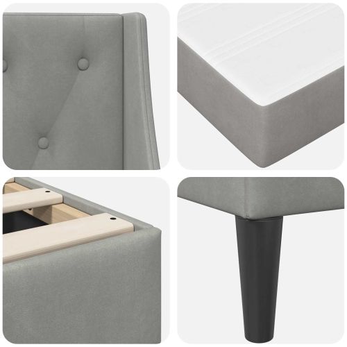 Рамка за легло с матрак с матрак Светлосиво 200 x 200 cm Кадифе