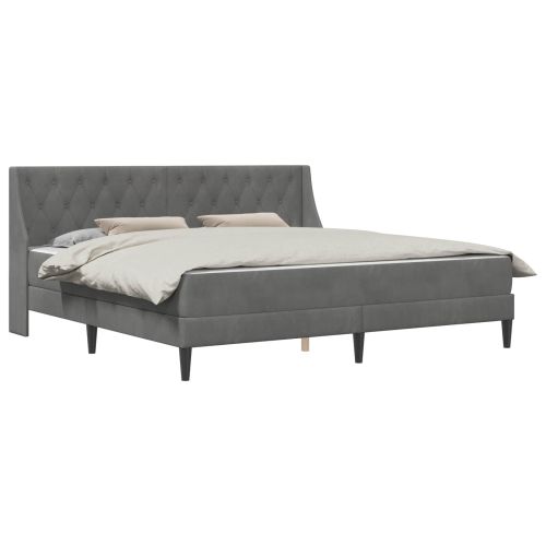 Рамка за легло с матрак с матрак Тъмен сив 200 x 200 cm Кадифе