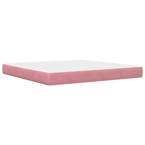 Рамка за легло с матрак с матрак Розово 200 x 200 cm Кадифе